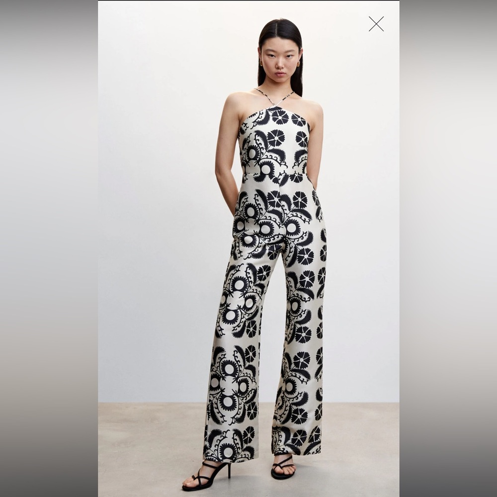 MANGO Black White Jumpsuit